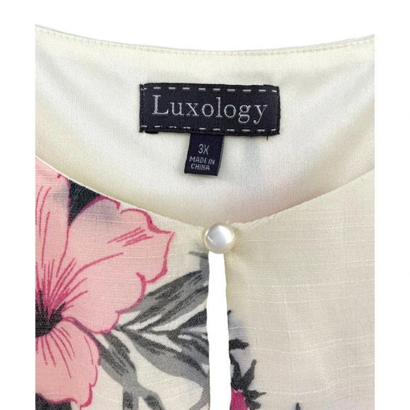 Luxology Women's 3X Floral Midi Dress Sleeveless Keyhole Tie-Waist Lined NWT - Picture 11 of 13